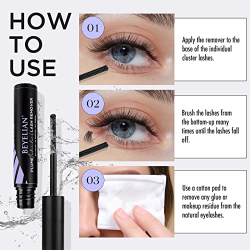 BEYELIAN Lash Remover, Cluster Lash Glue Remover for DIY at Home Non-irritating Mascara Wand 10g (2 Pack)