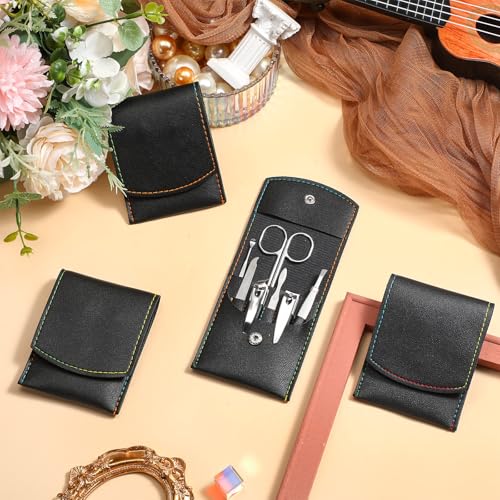 24 Pack Nail Clipper Set Manicure Pedicure Kit 7-in-1 Travel Case Black