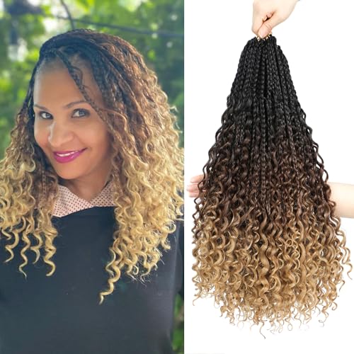 xrngrng Goddess Box Braids Crochet Hair 8 Packs - 1B/30/27, 14-Inch Pre-Looped Boho Braid Extensions