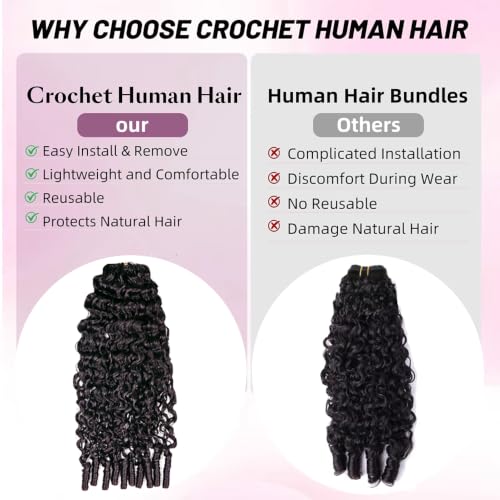 Yimisunny 16 Inch Burmese Curly Human Hair Crochet Extensions Natural Color 60g