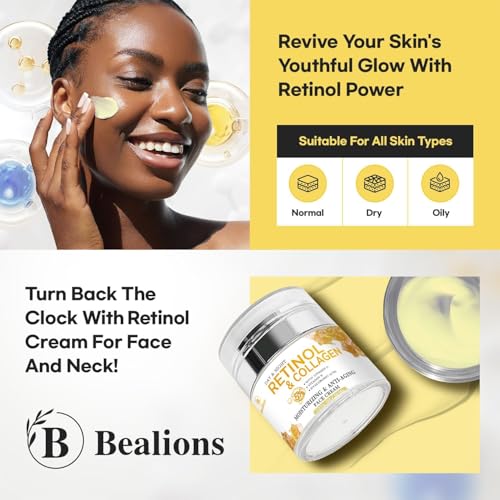 Retinol Cream for Face Anti Aging: Wrinkle Cream for Face Neck with Collagen Hyaluronic Acid - Night Moisturizer for Men Women - Facial Skin Care Gift for Mom Dad Sister