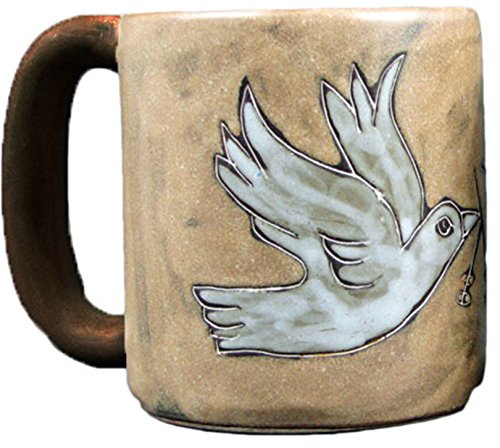 16 oz Ceramic Doves Mug - Handcrafted Stoneware Coffee Cup with Unique Design