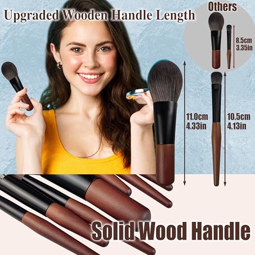 Black Travel Makeup Brush Set with Case - 10 Pcs Mini Brushes for Face & Eyes