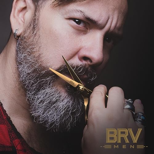 Right Handed Titanium Bronze Beard & Mustache Trimming Scissors - 5.5 Inches