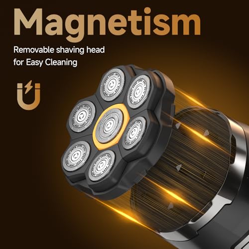 Electric Bald Head Shaver for Men Waterproof Rechargeable 7D Floating Head