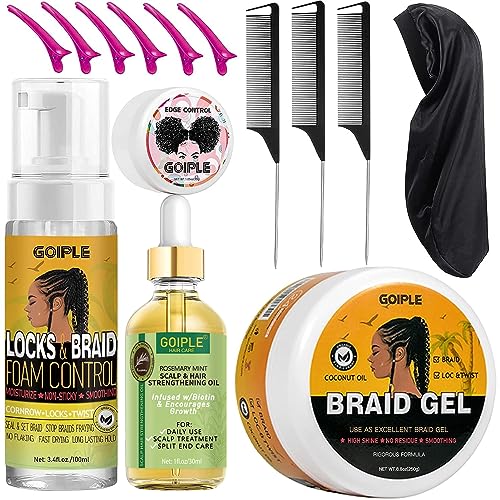 Strong Hold Braiding Gel & Edge Tamer Kit with Hair Oil - Pineapple 14pcs