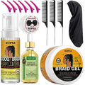 Strong Hold Braiding Gel & Edge Tamer Kit with Hair Oil - Pineapple 14pcs