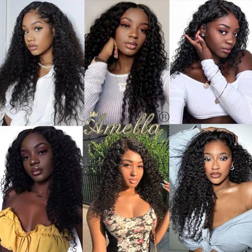 Amella 22 Inch Brazilian Deep Wave Hair Bundles - Unprocessed Human Hair, Curly Weave