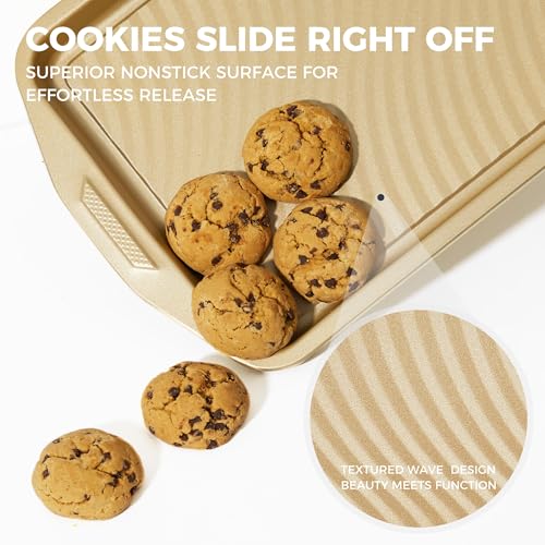 9-Piece Nonstick Bakeware Set - Antique Gold, Oven Safe, Heavy Gauge Steel