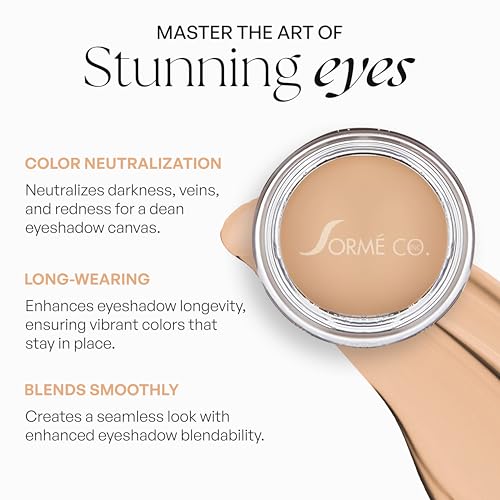 Sorme Cosmetics PRO Under Shadow Primer, All In Undershadow Eye Shadow Primer for Smooth and Crease-Resistant Eye Makeup, Waterproof and Long Lasting, Nude Translucent Shade, More Vibrant Makeup Color