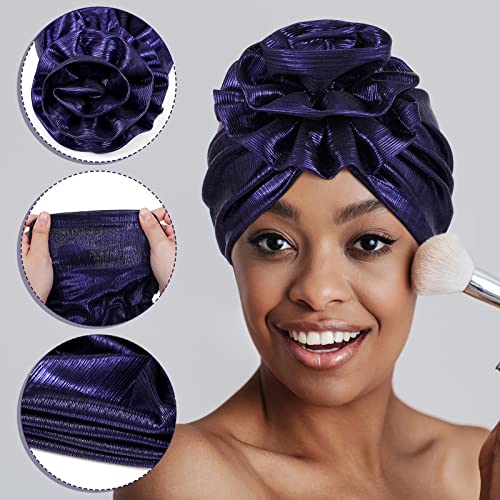 Women African Turban Headwraps - Colorful Knot Flower Styles, Pack of 6