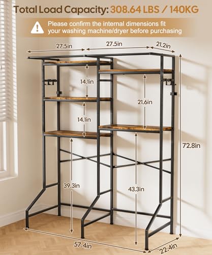 Over Washer and Dryer Storage Shelf - Heavy Duty 5-Tier Organizer