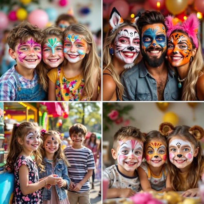 12 Colour Face Paint ? Water-Based ? Mess-Free Face Painting Kit with Stencils ? Fast-Drying, Washable, Easy to Clean, Non-Toxic Face Paint for Festivals, Parties, Masquerade, Fancy Dress, Carnival