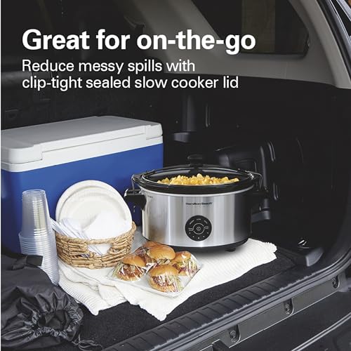 Hamilton Beach 7 Quart Programmable Slow Cooker with Locking Lid & Party Dipper - Silver