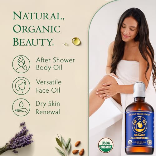 8oz Organic Body & Face Oil for Dry Skin - Natural Moisturizer with Cold Pressed Almond, Olive, Jojoba, Rosehip, Vitamin E & Lavender - After Shower Body Oil - Variation of THIS listing