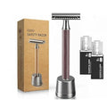 Double Edge Safety Razor: Premium Metal Single Blade Face Razor for Men & Women, Eco-Friendly Bamboo Handle & 10 Double Edge Blades - Light Brown