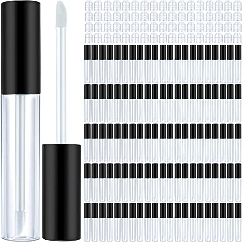 Black 10ml Empty Lip Gloss Tubes Bulk with Wands - Reusable Makeup Containers - 100 Pack
