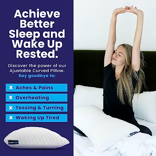 Queen Size Adjustable Memory Foam Bed Pillows Set of 2 - White - Sidney Sleep