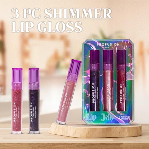Profusion Cosmetics Sea Witch 3 PC Shimmer Lip Gloss - Long-Wearing Effortless Gliding, Intense Color and Creamy Texture, Versatile, Smooth & Vivacious Beauty Tool