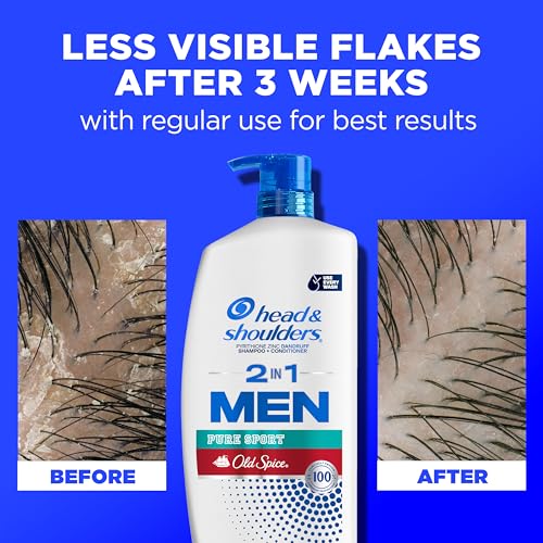 Head & Shoulders Mens Anti-Dandruff Shampoo and Conditioner with 1% Pyrithione Zinc, Old Spice Pure Sport Men's 2-in-1 Twin Pack, Shampoo for Men, 31.4 fl oz Each