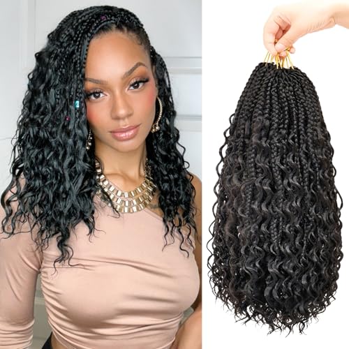 14 Inch Goddess Box Braids Crochet Hair for Black Women - Boho Crochet Braids - Pack of 7 - 1B#