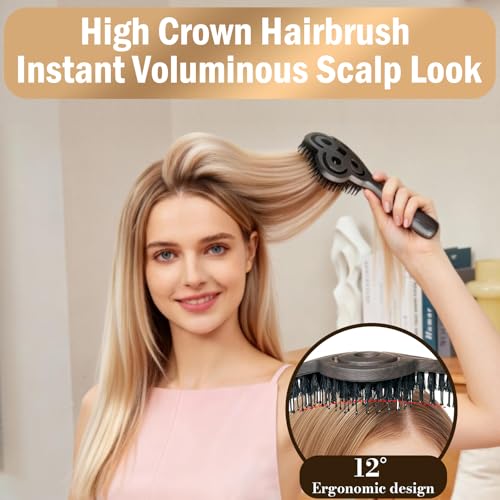 Simetra Detangler Hair Brush for Women & Men - Brown-Purple, Natural Boar Bristles, Crystal & Gold Finish