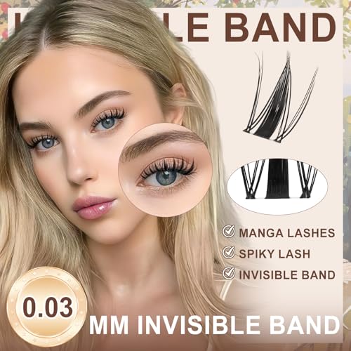 JMS&JMS Fairy Lash Clusters Kit Natural Cluster Lashes Invisible Band Manga Lashes with Lash Bond and Seal Eyelash Applictor Lash Remover Lash Extension Kit for Beginner (Fairy-8-18mix)