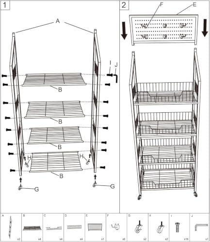 Black 5-Tier Candy Display Rack with Lockable Wheels & Hooks