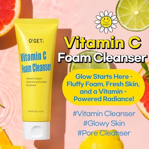 Vitamin C Foam Cleanser, Brightening Face Wash with Triple Vitamin C, Upcycled Green Tangerine, Ultra-Fine Micro Bubbles, 4.2oz