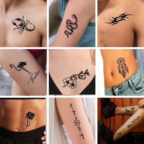 Cerlaza 300 styles Temporary Tattoos For Adults Women Men, Fake Henna Tattoos Stickers Waterproof, Long Lasting Realistic Tatuajes Temporales-65 Sheets