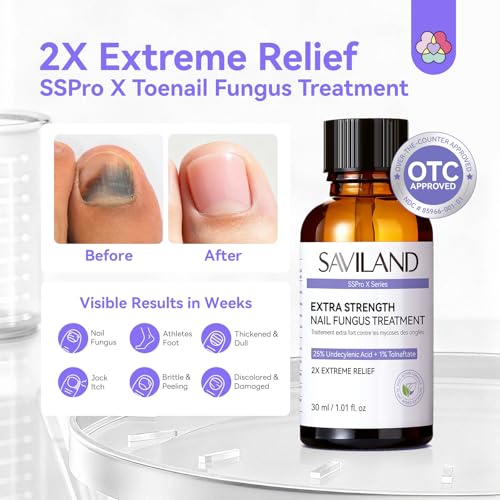 SAVILAND Toenail Fungus Treatment Extra Strength 2 Pack, 1 Fl Oz Each, for Discolored & Damaged Nails