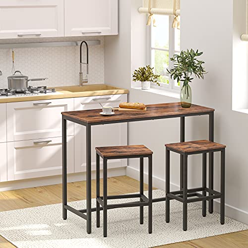 Rectangular Bar Table 47.2 Inch Pub Table Industrial Counter Height Dining Table - Rustic Brown & Black