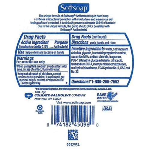 Softsoap Kitchen Fresh Hands Antibacterial Liquid Hand Soap, 11.25 oz Per Bottle (5 Pack)
