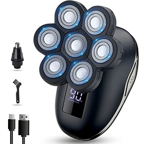 Electric Head Shavers for Bald Men, Head Razor for Men with Nose Hair Sideburns Trimmer, LED,Travle Lock
