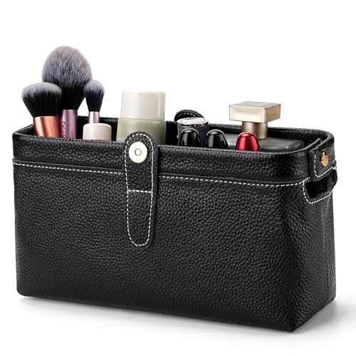 Travel leather makeup bag, waterproof mini makeup box, small travel storage bag