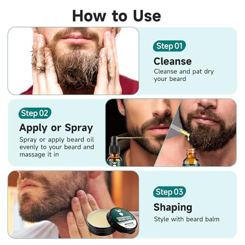 Beard Growth Kit with Cedarwood Oil - 2X Concentration Biotin for Men, Natural Argan & Jojoba Oils