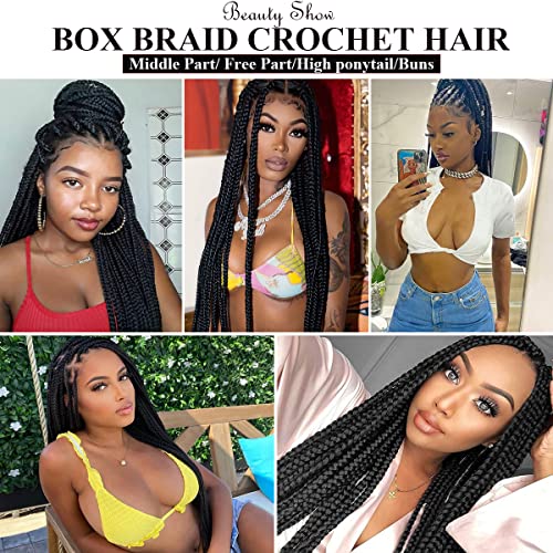 24 Inch Crochet Box Braids Hair Extensions - 7 Pack Black Goddess Style Variation of THIS listing