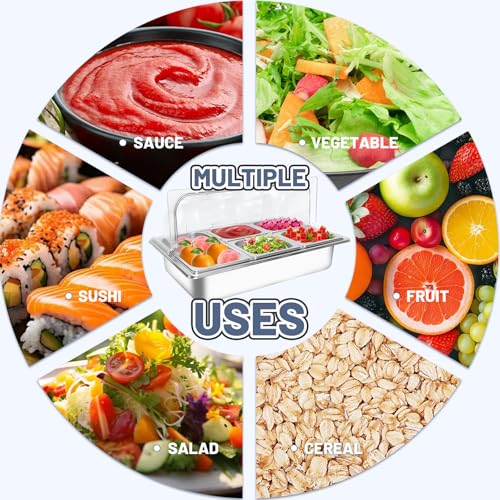 Countertop Food Serving Tray with 5 Pans for Buffet, Salad, Pizza & Cold Food Display