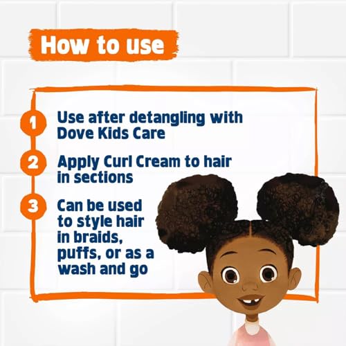 Dove Kids Moisturizing Shampoo + Styling Curl Cream Twin Pack ? ¡°Hair Love¡± Curly Hair Products for Kids, Coconut Cookie Scent (3 Piece Set)