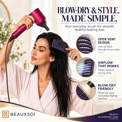 BEAUXSOI Vented Detangling Hair Brush for Wet & Dry Curly, Thick Hair