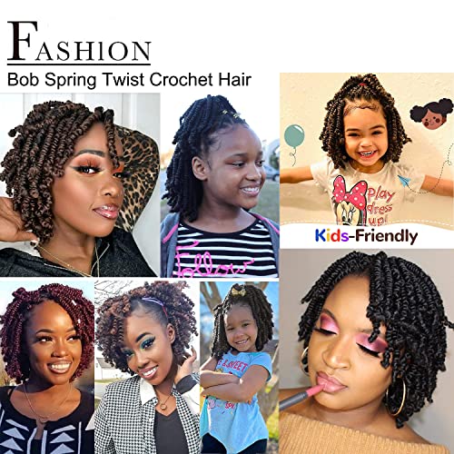 8 Packs Short Bob Spring Twist Crochet Hair - Passion Twist 6 Inch - Black Women - 1B# Variation