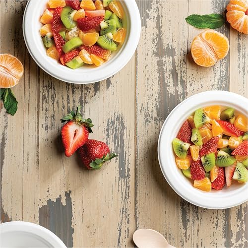 7 inch 12 oz Heavy-Duty Compostable Sugarcane Bowls, 1000 Pack - Natural White