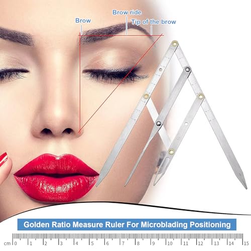 2 Pcs Golden Ratio Caliper, Eyebrow Mapping Brow Tool for Eyebrows Shaping Tattoo Makeup, 1:1.618 Measure Tool & 3-Point Positioning Ruler