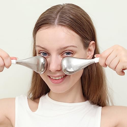 pfefe Cryo Sticks Facial Skin Care Ice Globes for Women Face Eyes, Stainless Steel Face Beauty Tools for Girls Ladies, Esthetician Supplies Cooling Spa Globes with Storage Case