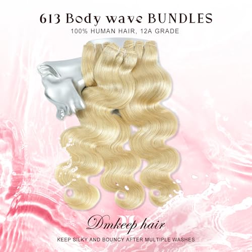 Human Hair Bundles 12A Blonde Body Wave 16 Inch - Unprocessed Virgin Brazilian 613 Extensions