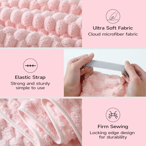 Extra Large Microfiber Hair Towels Set - Soft Over-Sized Wraps with Elastic Straps, 23x47 Inches, 5 Colors