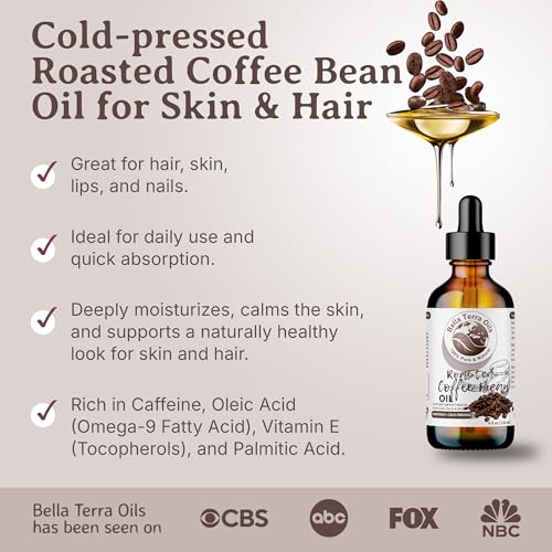 Bella Terra Oils - Roasted Coffee Bean Oil 16oz - Bask in the Richness of Coffee Bean Oil for Skin, Infused with Vitamin E, The Pinnacle of Skin Nourishment