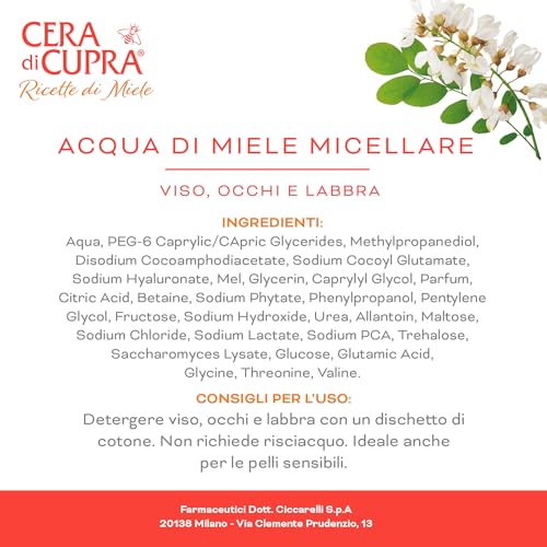 CERA DI CUPRA - Micellar Water - Gentle Cleansing and Makeup Removal - Antioxidant Shield for Skin Protection - Nourishing Micellar Solution (200 ml)