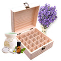 Wooden Essential Oil Storage Box with 25 Slots & Cap Labels