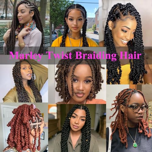XSASLYET 18 Inch Marley Twist Braid Hair 8 Packs Cubano Style Protective Hair